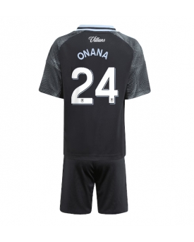 Billige Fotballdrakt Aston Villa Amadou Onana #24 Replika Bortedraktsett Barn 2025-26 Kortermet (med bukser)